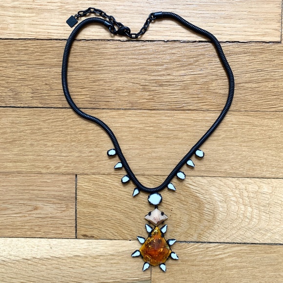 DANNIJO Black and Amber Statement Necklace - Picture 2 of 6